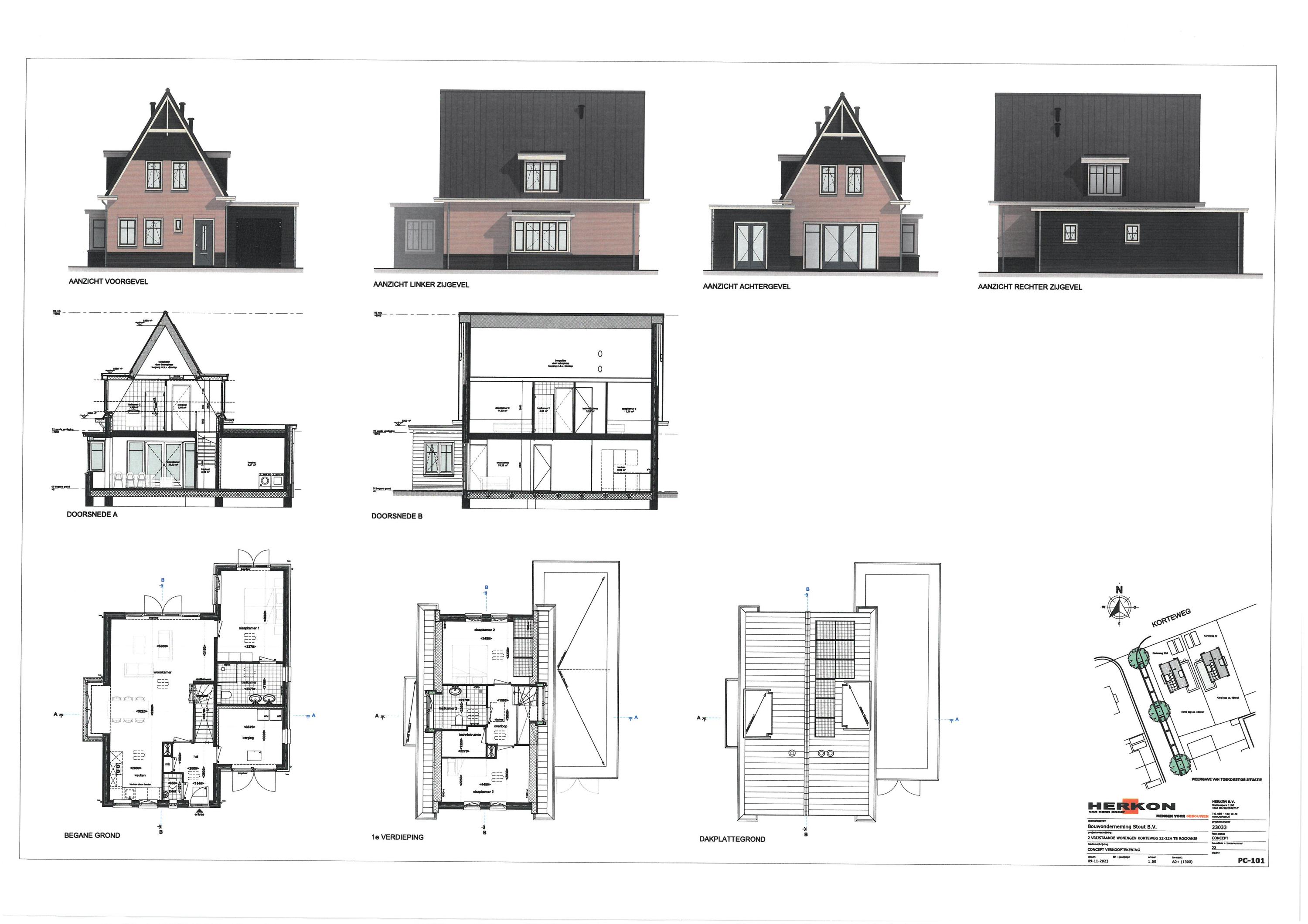 Plattegrond 1 van Korteweg 22a