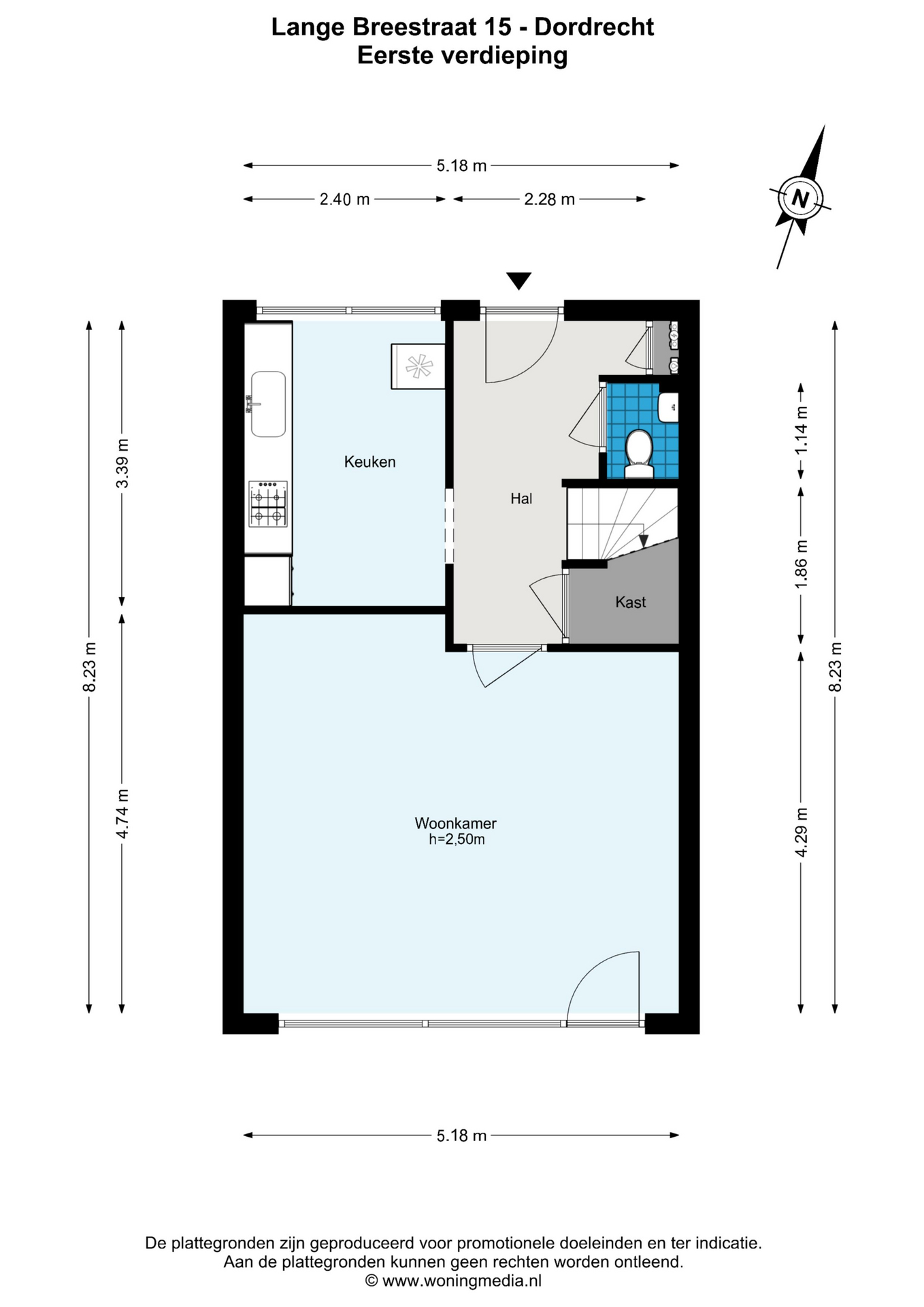 Plattegrond 1 van Lange Breestraat 15