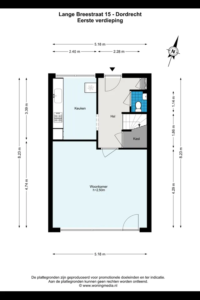 Plattegrond 1 van Lange Breestraat 15