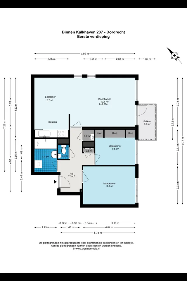 Plattegrond 1 van Binnen Kalkhaven 237