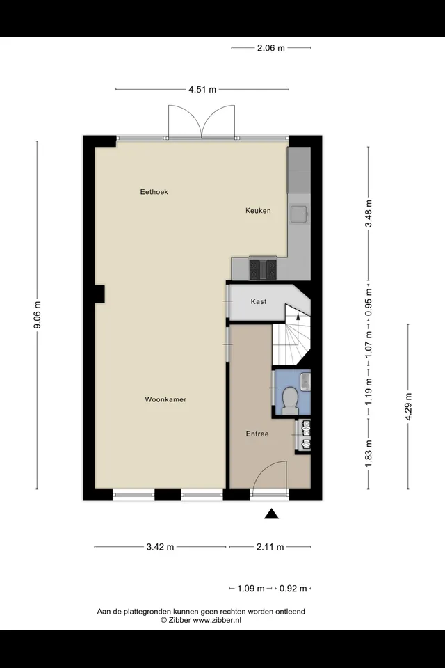 Plattegrond 1 van Zellingkade 8