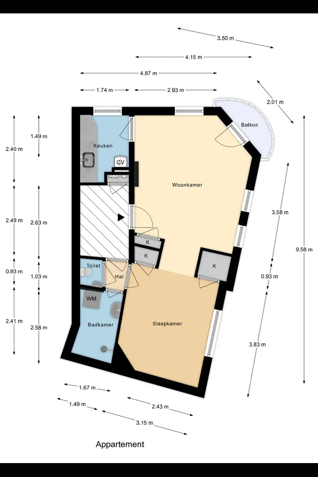 Plattegrond 1 van Slaghekstraat 77A 03