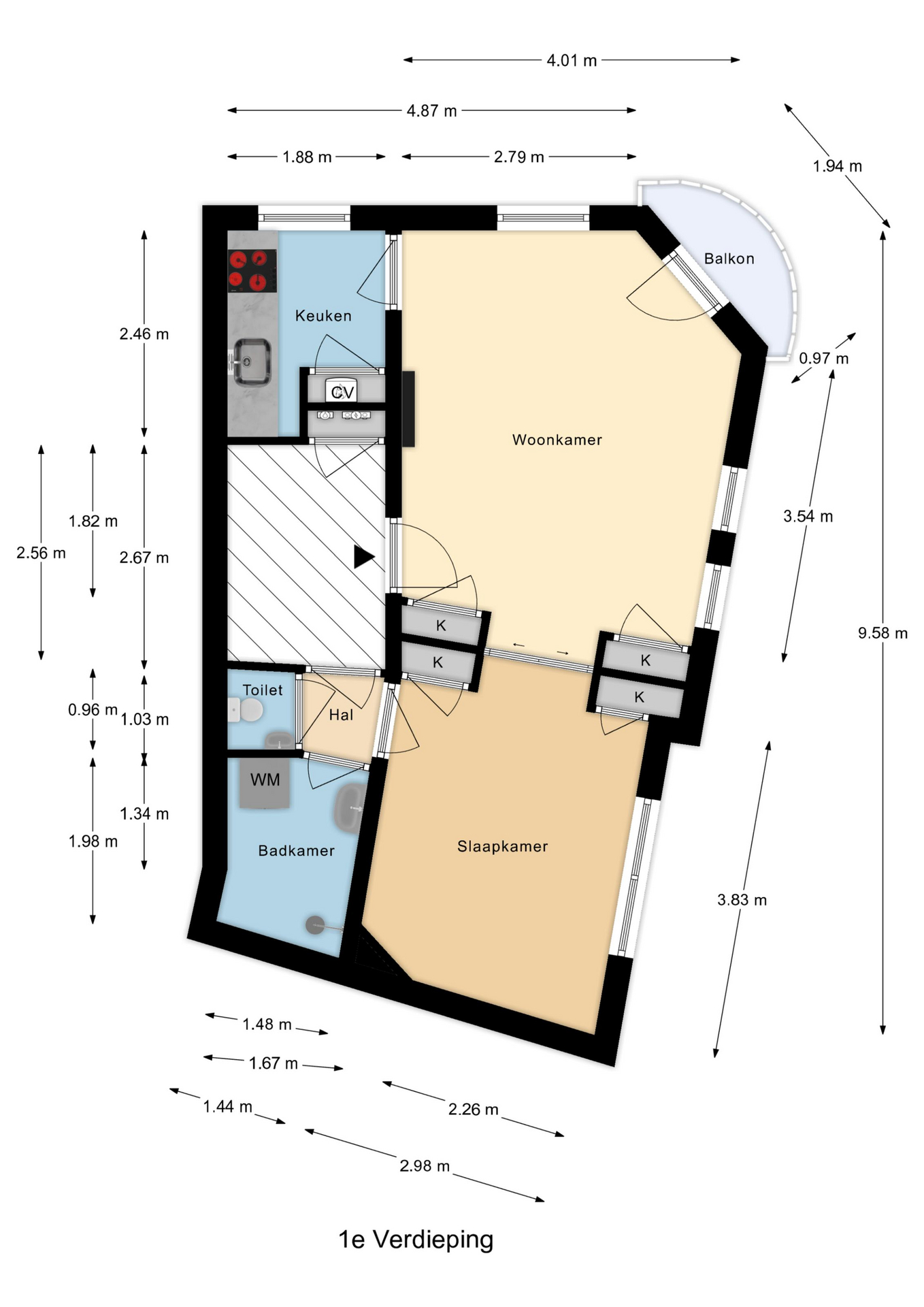 Plattegrond 1 van Slaghekstraat 77A 01
