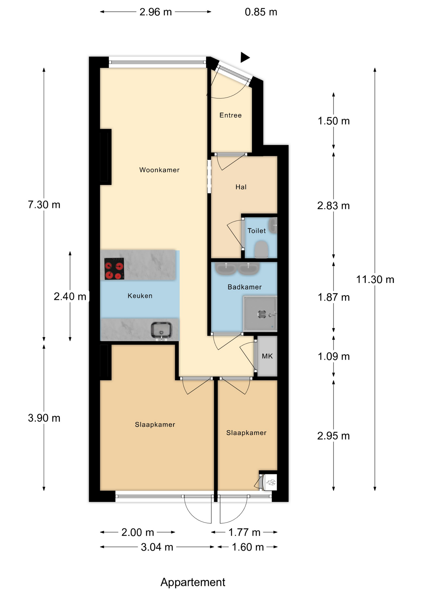 Plattegrond 1 van Amelandseplein 5C