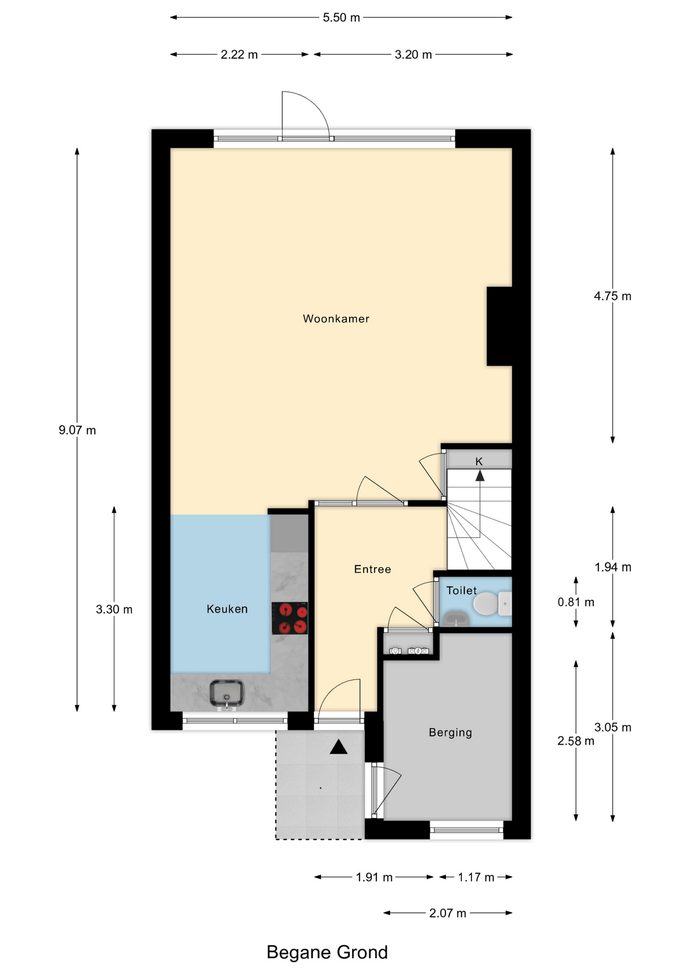Plattegrond 1 van Kauwendaal 7