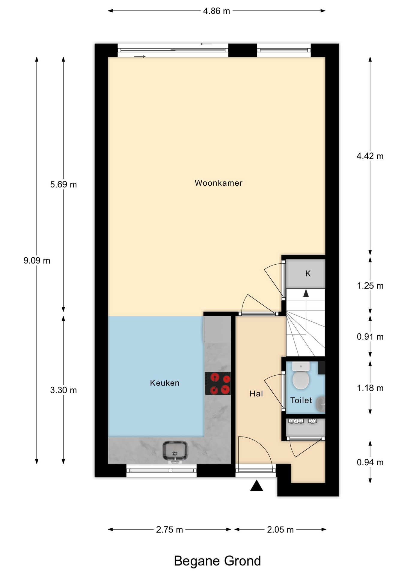 Plattegrond 1 van Johan Huizingastraat 57