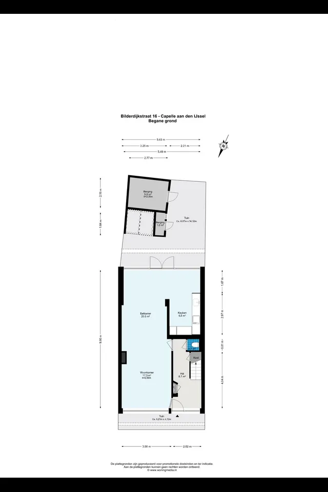 Plattegrond 2 van Bilderdijkstraat 16