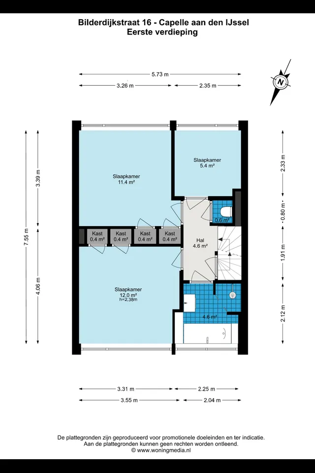 Plattegrond 3 van Bilderdijkstraat 16