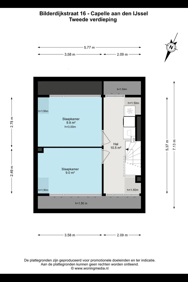 Plattegrond 4 van Bilderdijkstraat 16