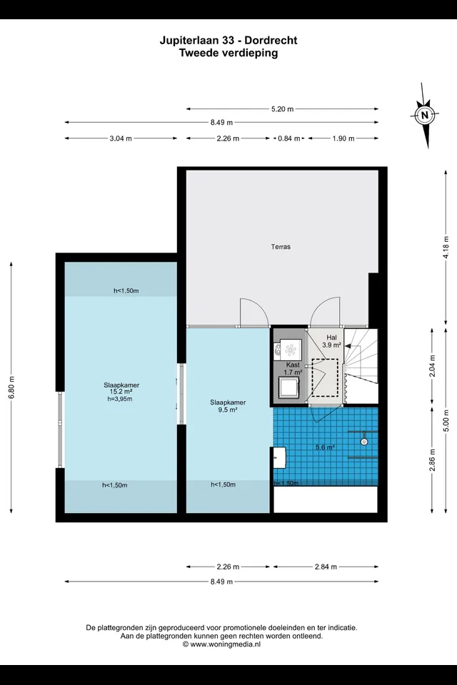 Plattegrond 3 van Jupiterlaan 33