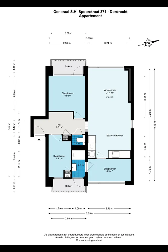 Plattegrond 1 van Generaal S.H. Spoorstraat 371