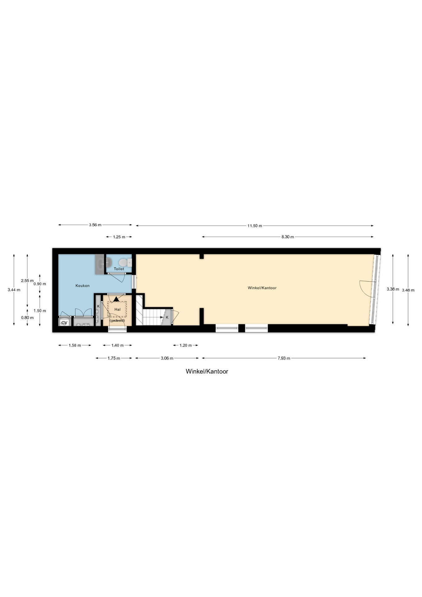 Plattegrond 1 van Voorstraat 38a