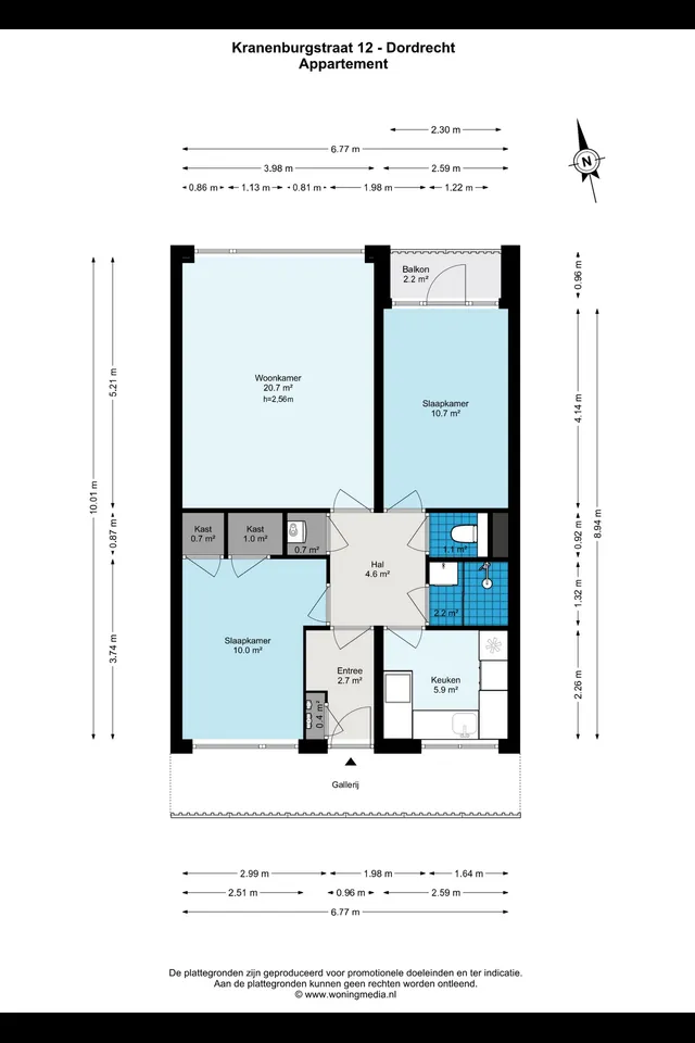 Plattegrond 1 van Kranenburgstraat 12