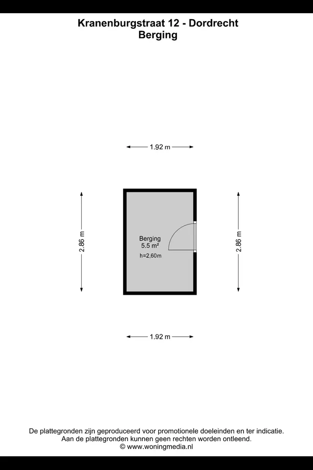 Plattegrond 2 van Kranenburgstraat 12