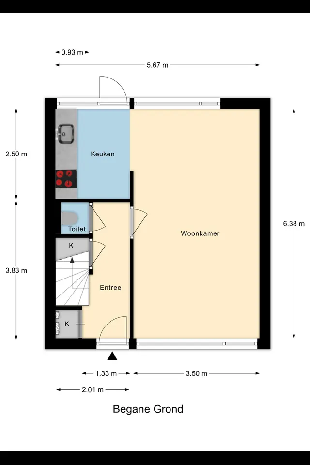 Plattegrond 1 van Troelstrastraat 15