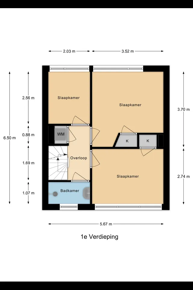 Plattegrond 2 van Troelstrastraat 15