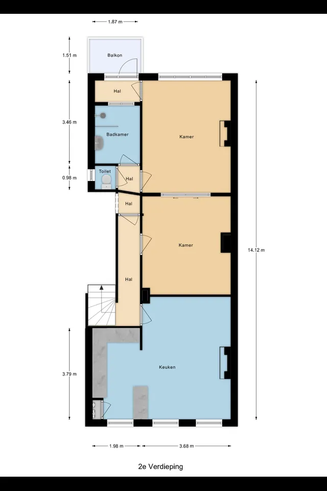 Plattegrond 2 van Schiedamseweg 4A 02
