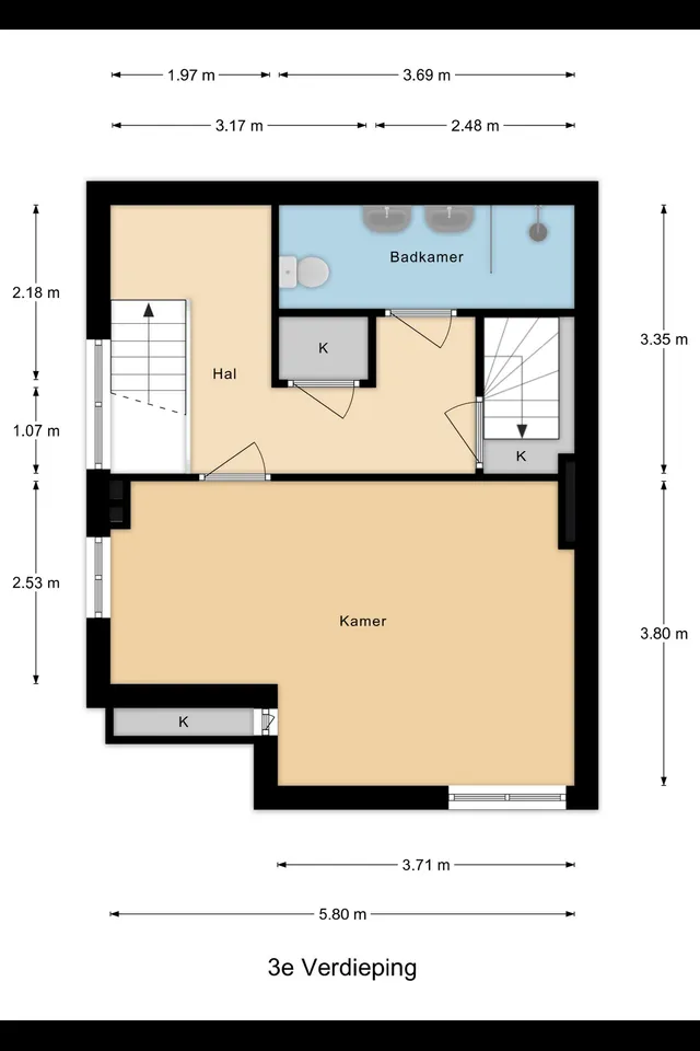 Plattegrond 3 van Schiedamseweg 4A 02