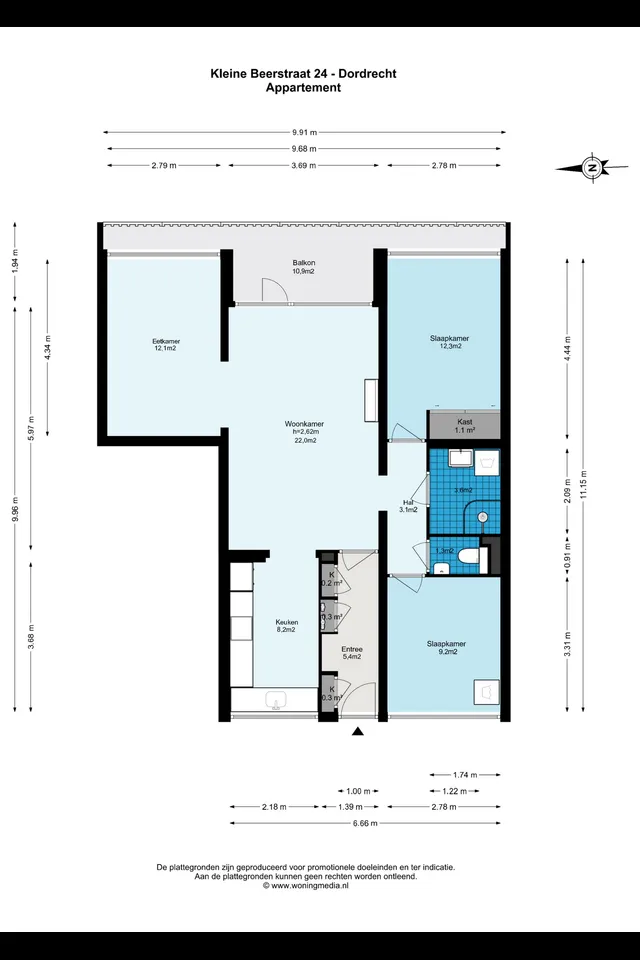 Plattegrond 1 van Kleine Beerstraat 24