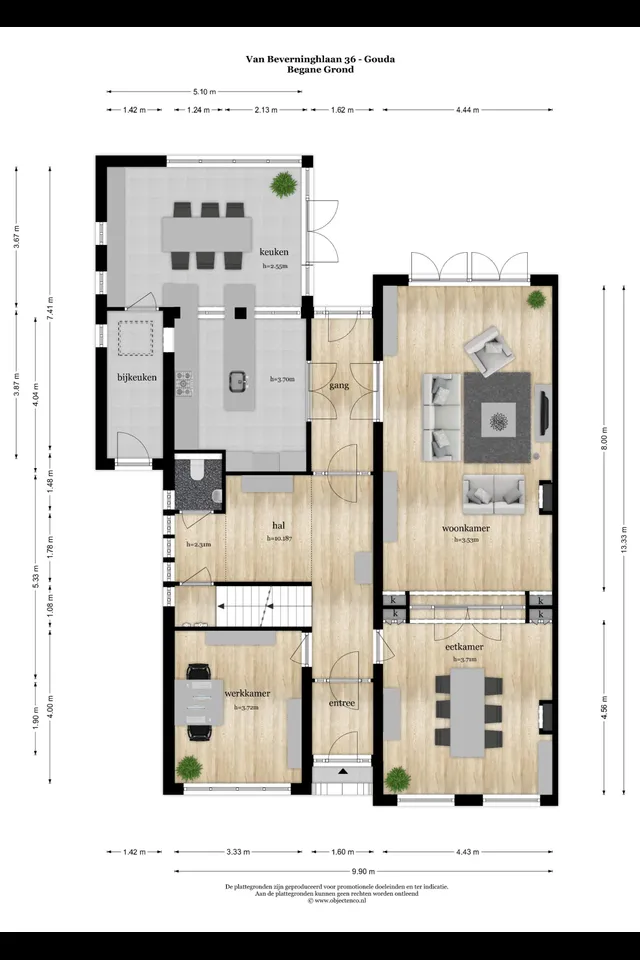 Plattegrond 2 van van Beverninghlaan 36