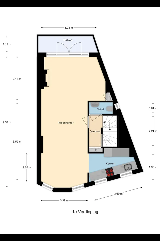 Plattegrond 2 van Hillegondastraat 2B
