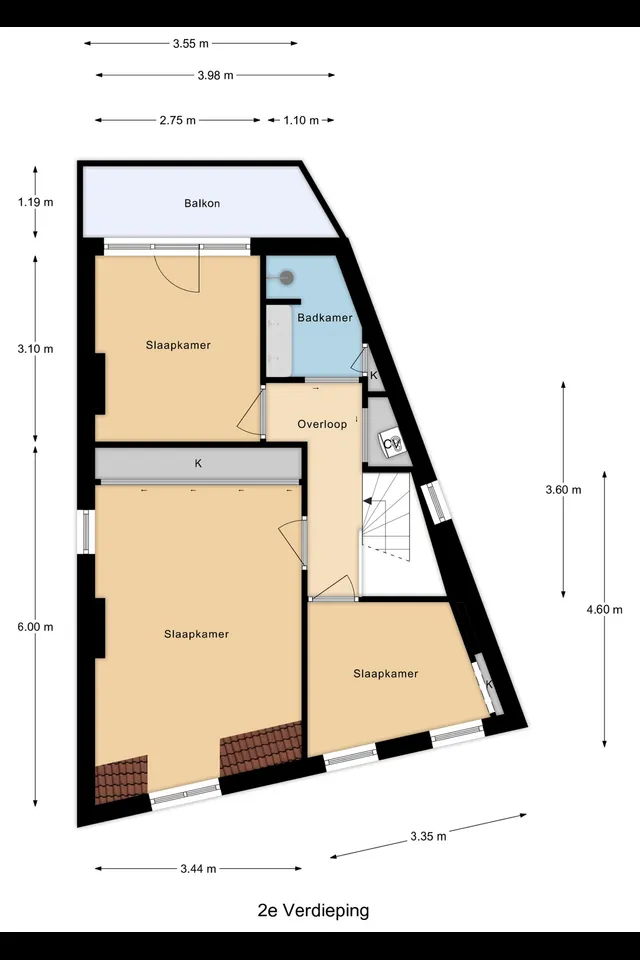 Plattegrond 3 van Hillegondastraat 2B