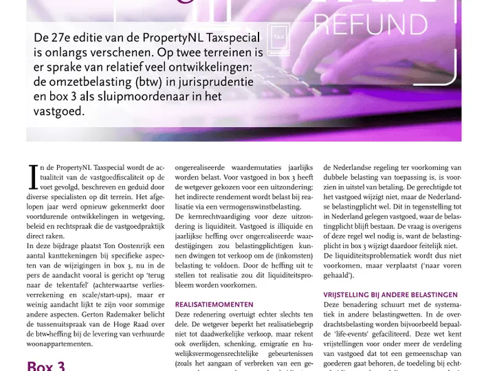 Box 3 tast toch liquiditeit van vastgoed aan