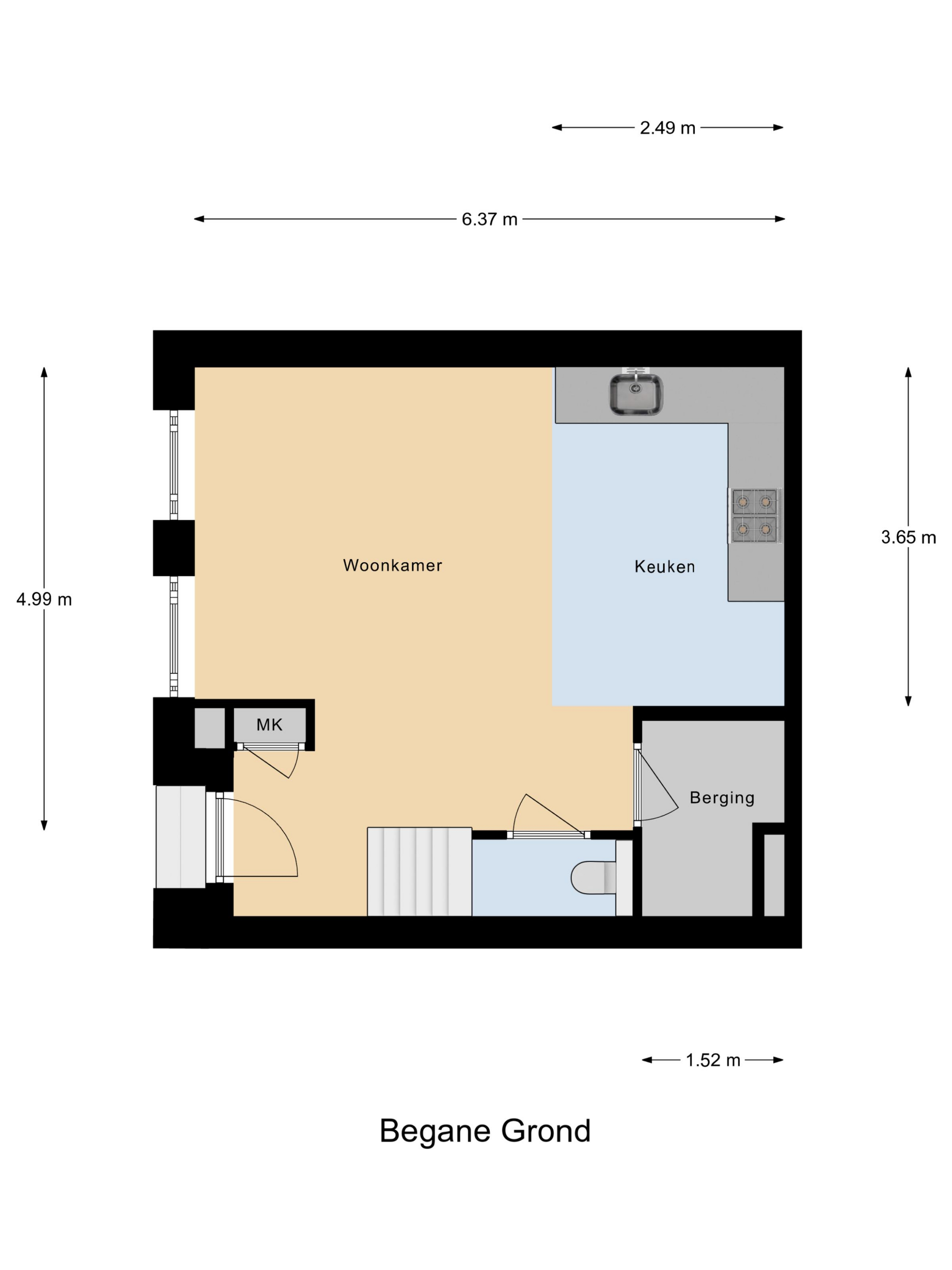 Plattegrond 1 van Binnen Kalkhaven 11