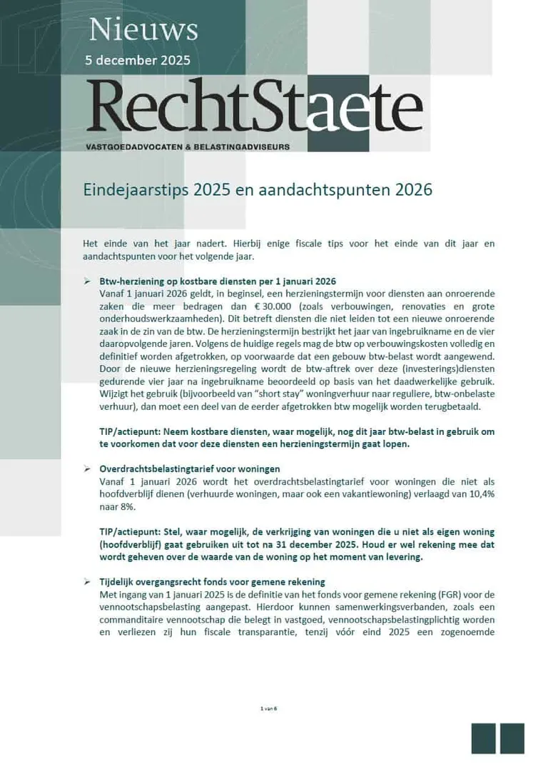 Eindejaarstips 2025 en aandachtspunten 2026