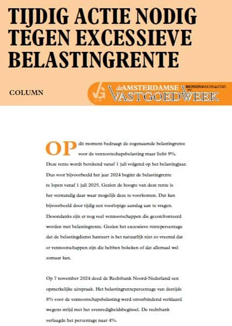 Tijdig actie nodig tegen excessieve belastingrente