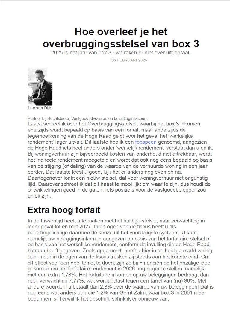 Hoe overleef je het overbruggingsstelsel van box 3