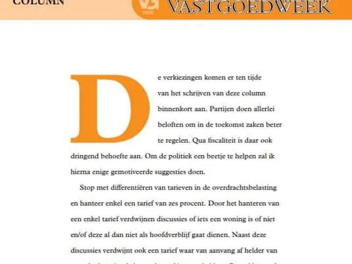 Enige fiscale suggesties aan de politiek