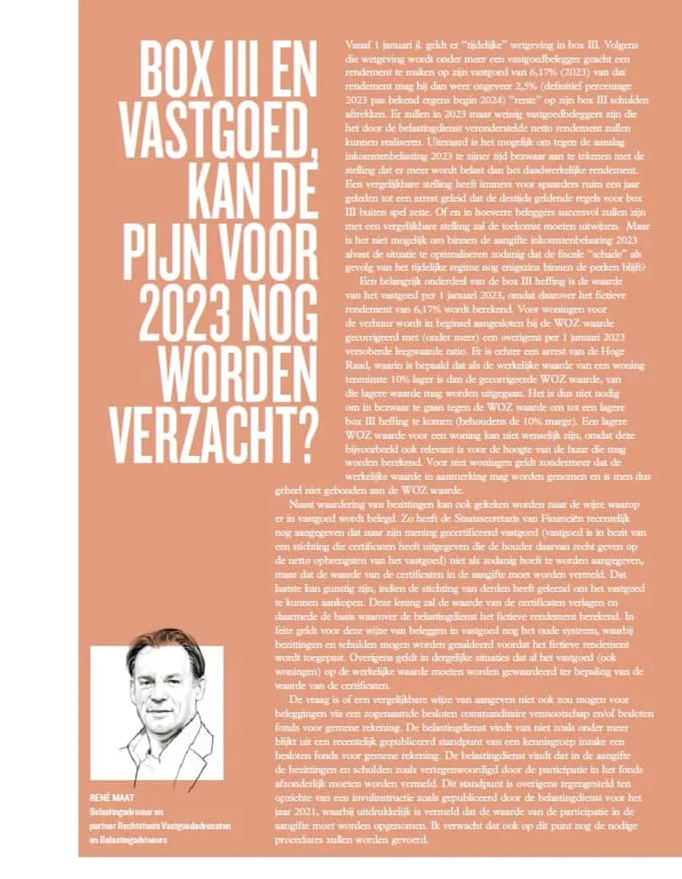 Box III en vastgoed, kan de pijn voor 2023 nog worden verzacht?