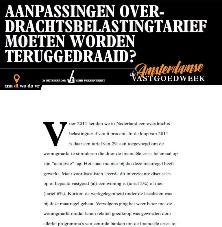 Aanpassingen overdrachtsbelastingtarief moeten worden teruggedraaid?