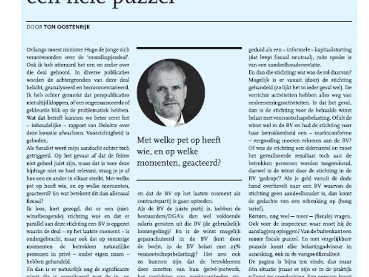 Mondkapjesdeal is fiscaal een hele puzzel