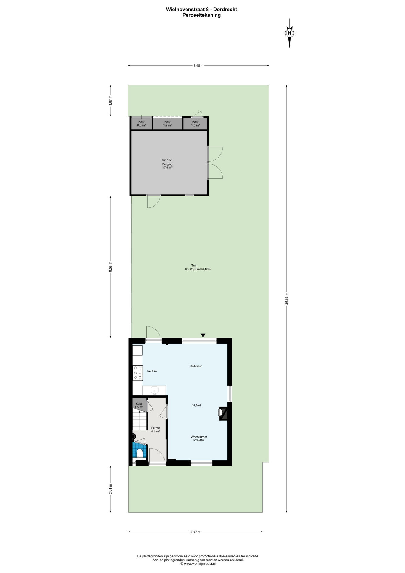 Plattegrond 1 van Wielhovenstraat 8
