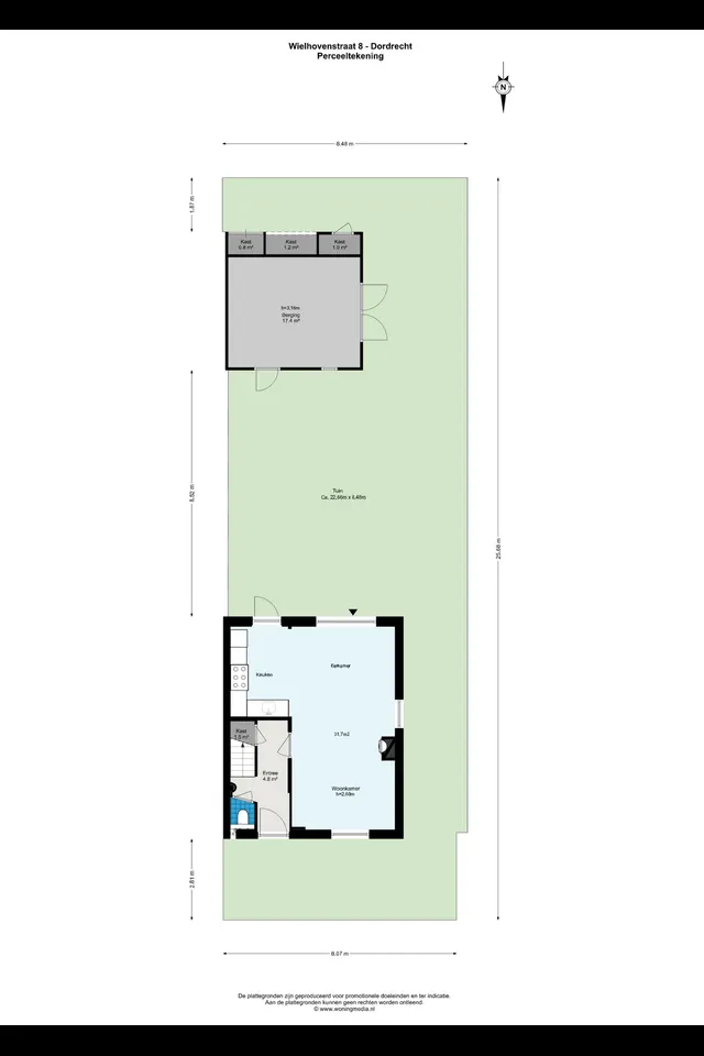 Plattegrond 1 van Wielhovenstraat 8