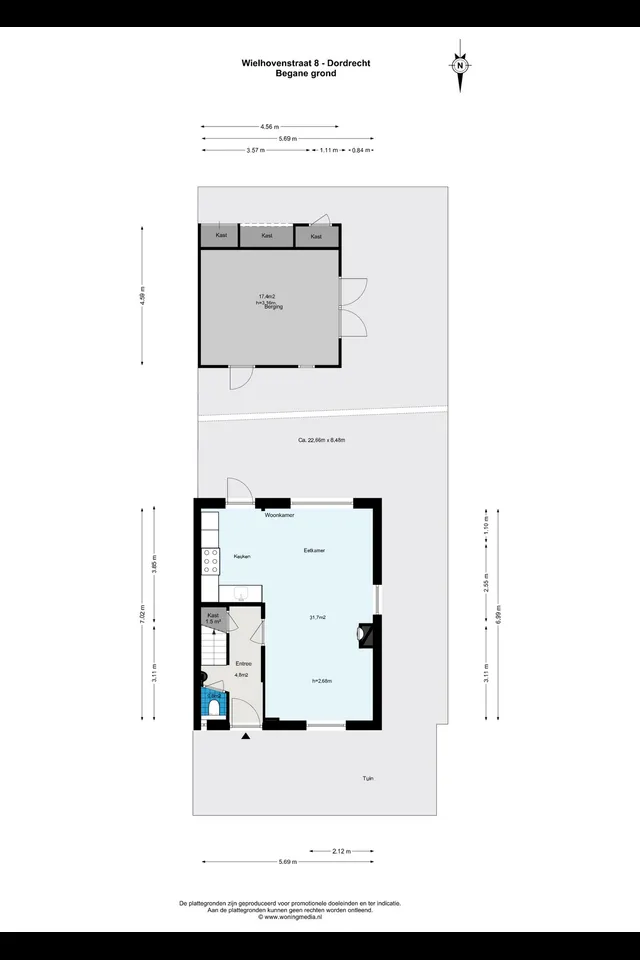 Plattegrond 2 van Wielhovenstraat 8