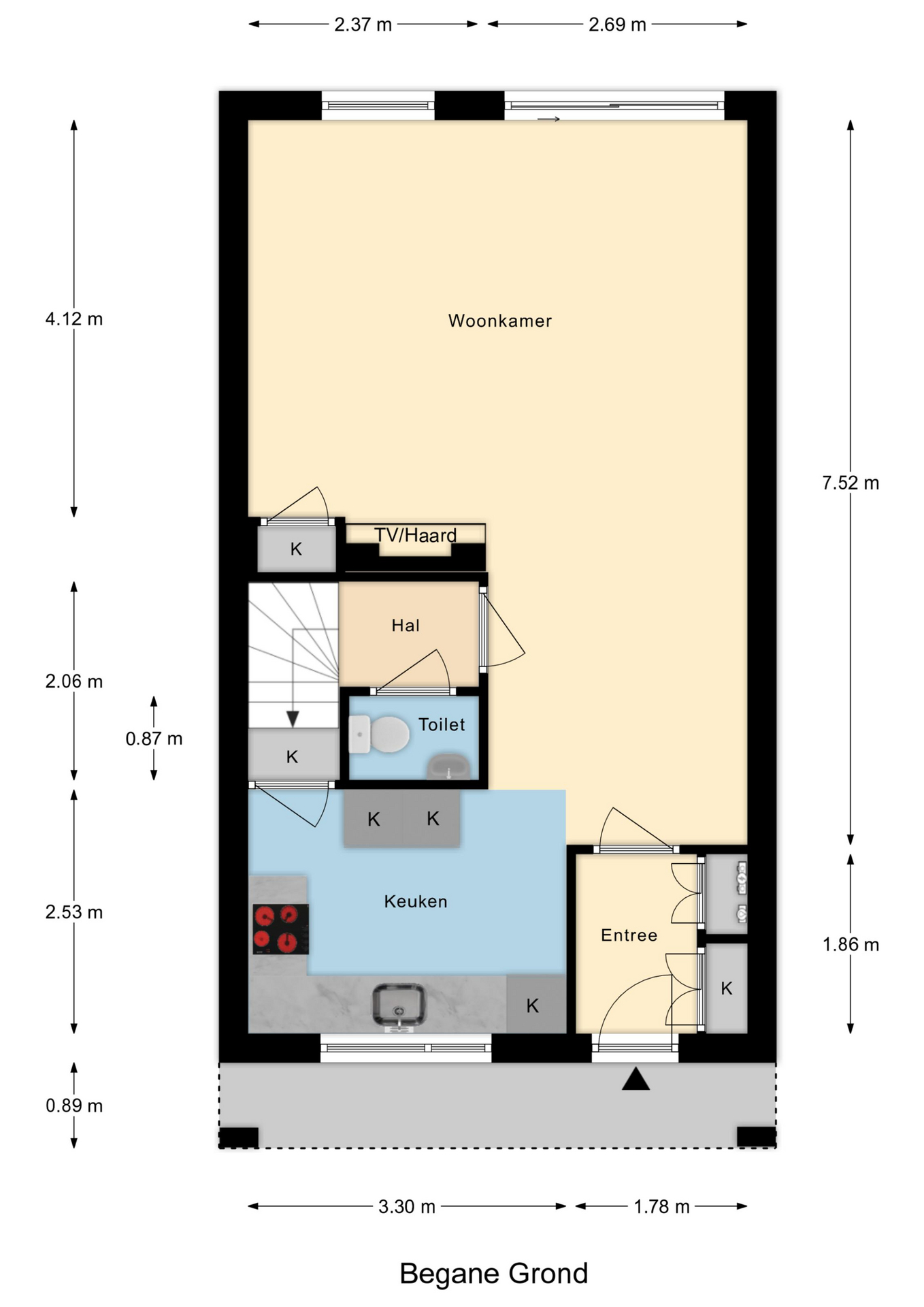 Plattegrond 1 van Honte 12
