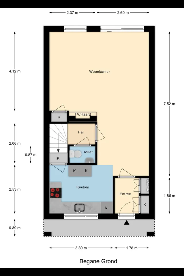 Plattegrond 1 van Honte 12