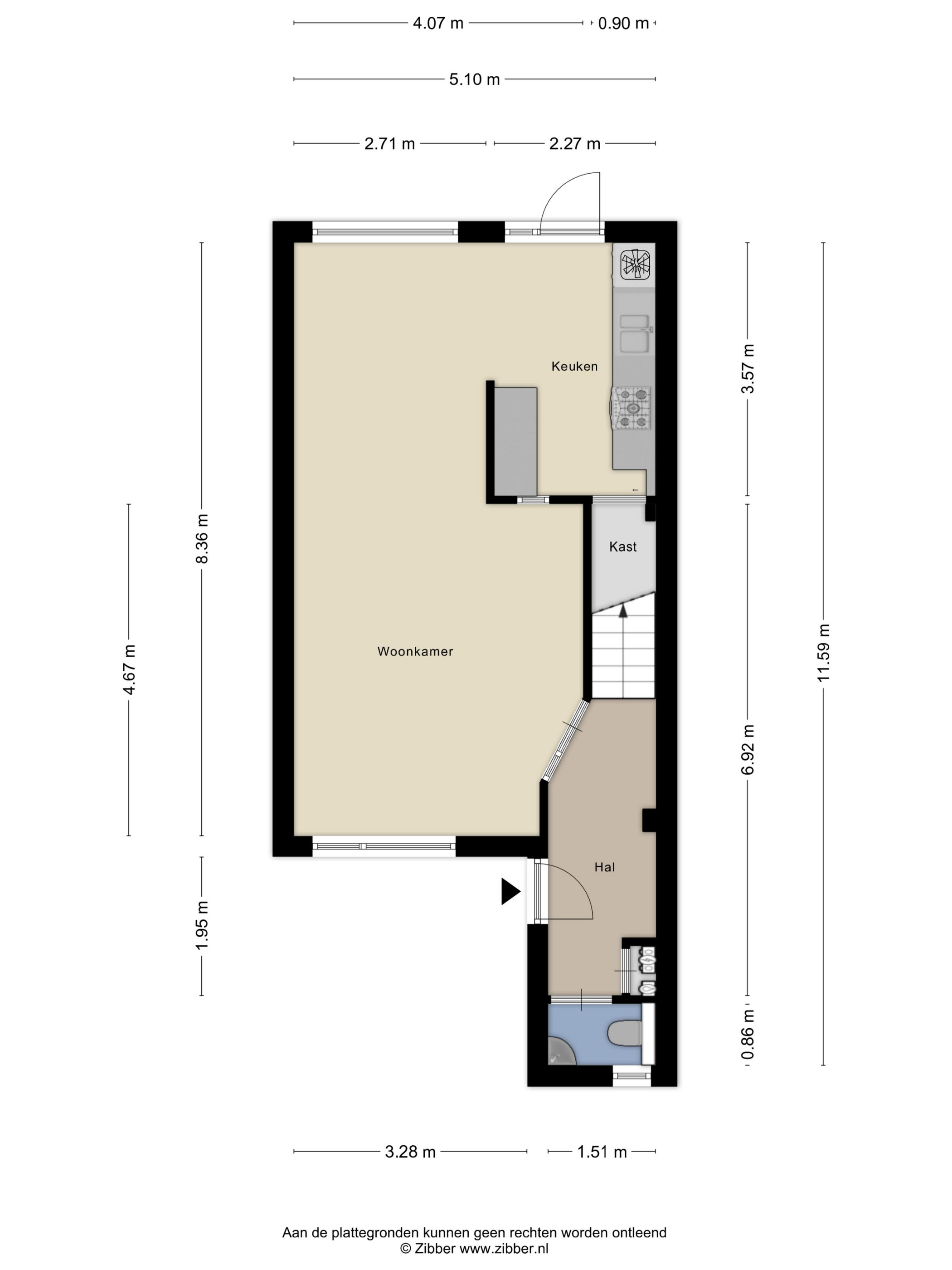 Plattegrond 1 van Wilgenlaan 44