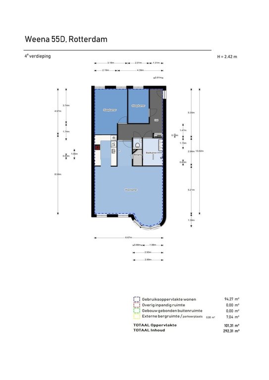 Plattegrond 1 van Weena 55D