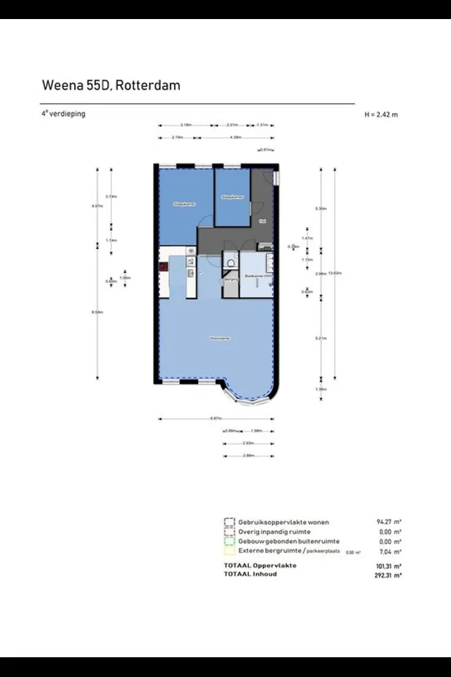 Plattegrond 1 van Weena 55D