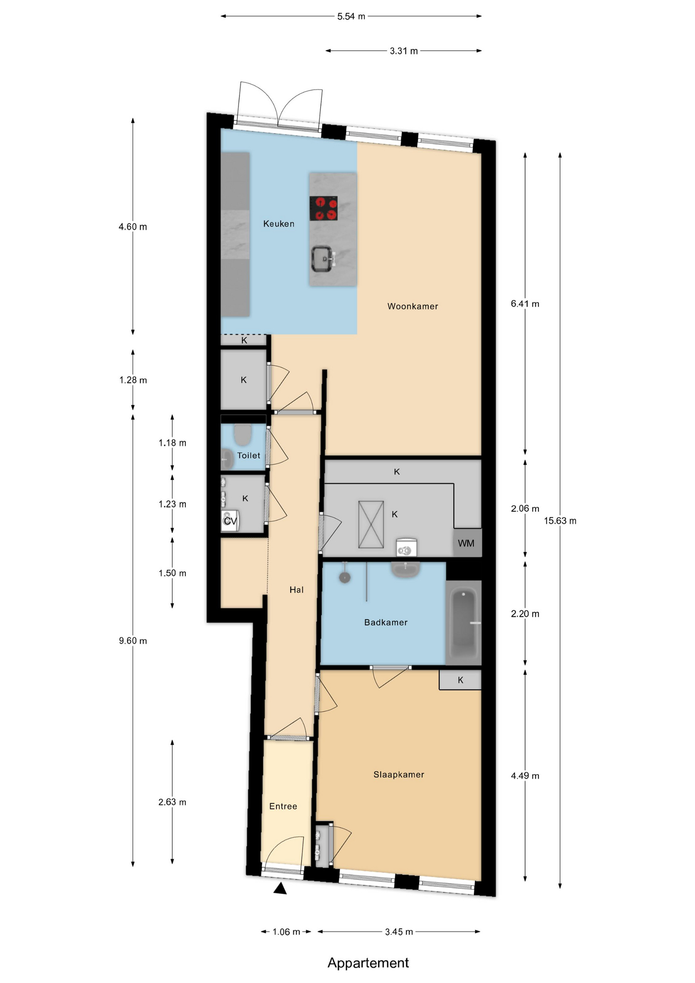 Plattegrond 1 van Slotboomstraat 18B