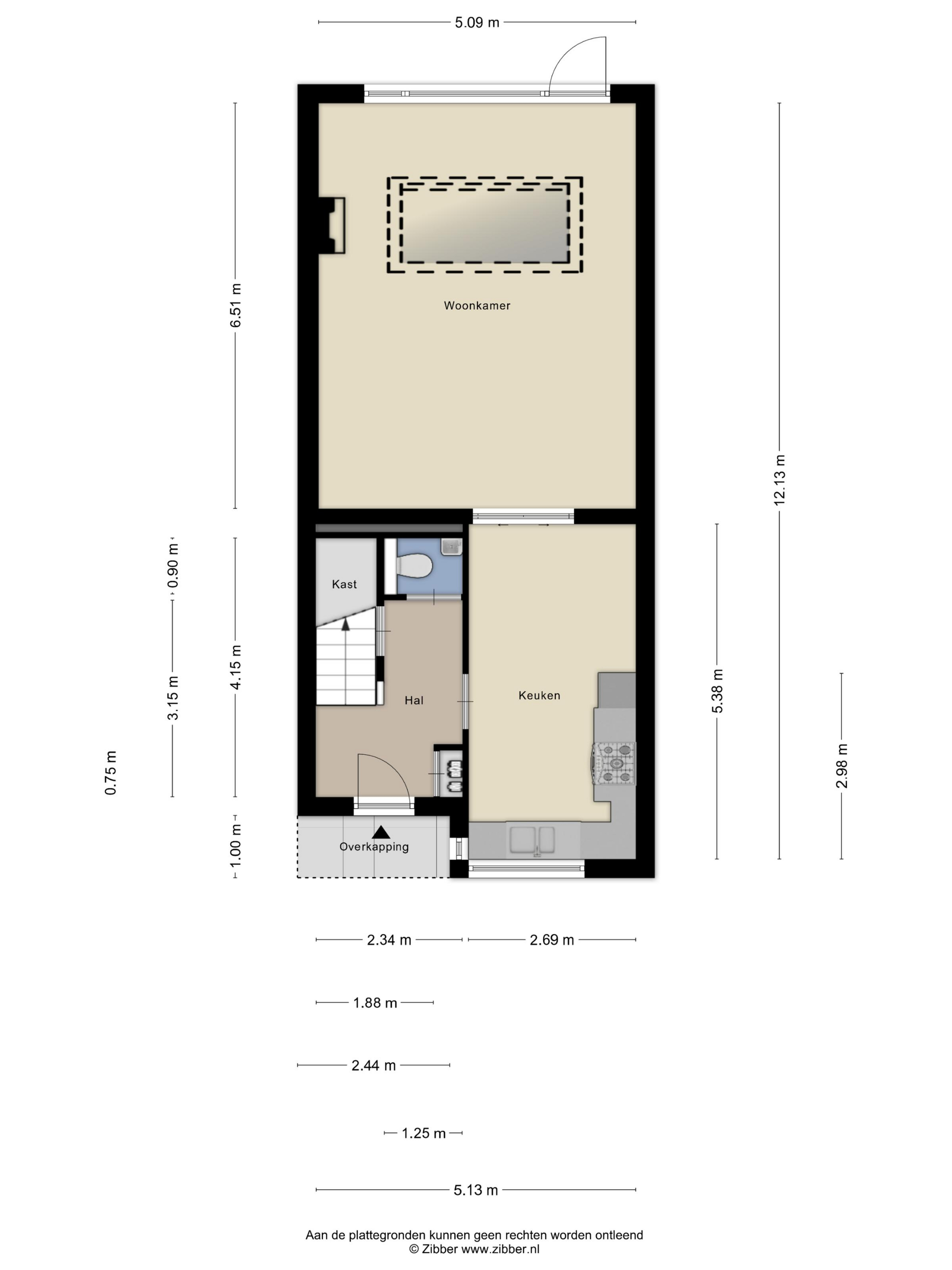 Plattegrond 1 van Ruiterijweg 6