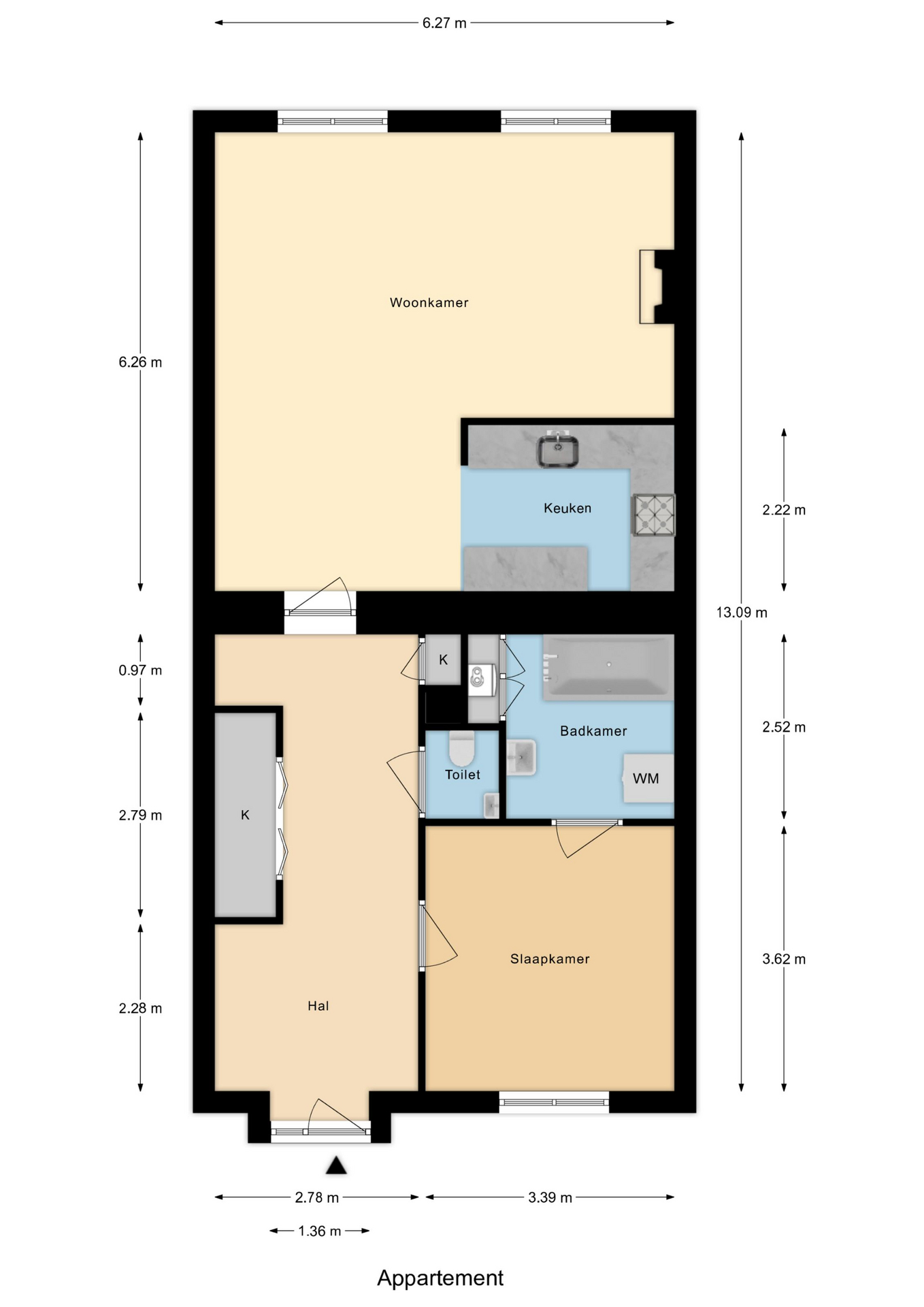 Plattegrond 1 van Clarissenstraat 39