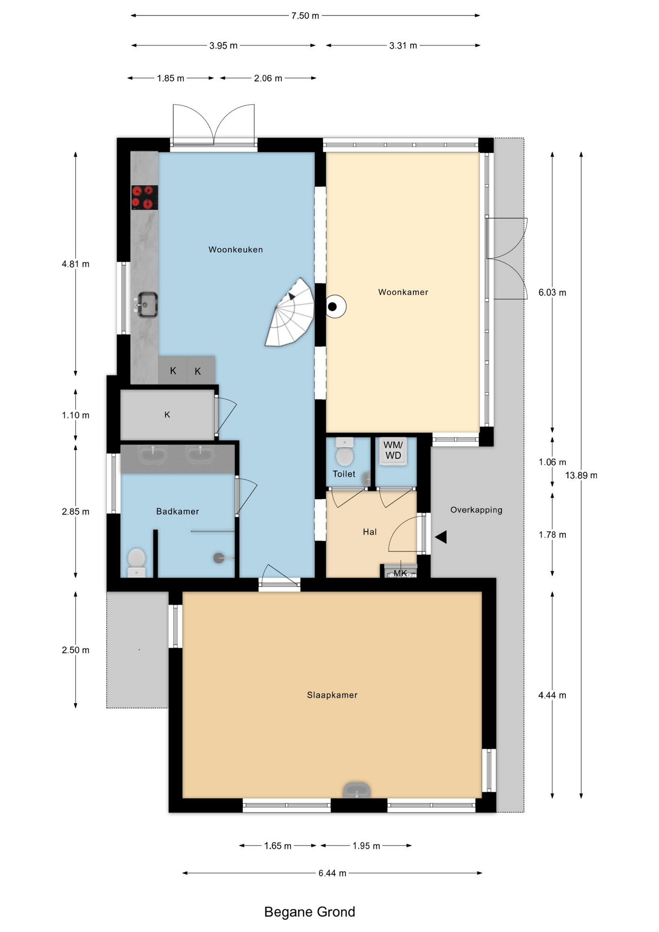 Plattegrond 1 van Rijswaardsedijk 17
