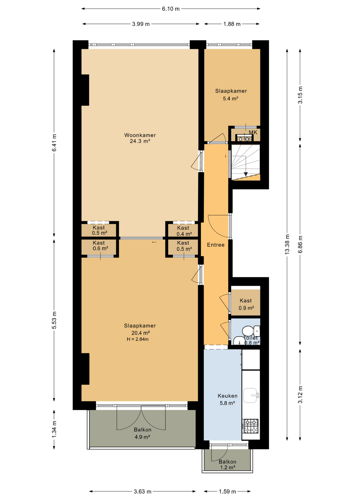 Plattegrond 1 van Schepenstraat 56A