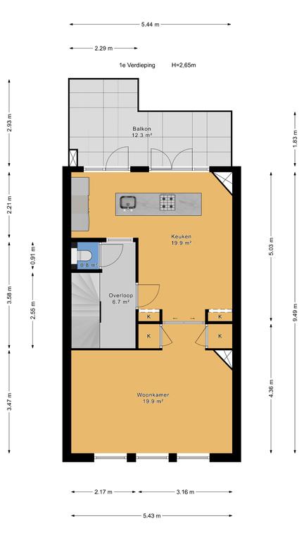 Plattegrond 1 van Prinses Mariannelaan 282A