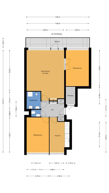Plattegrond 1 van Roland Holstlaan 1037